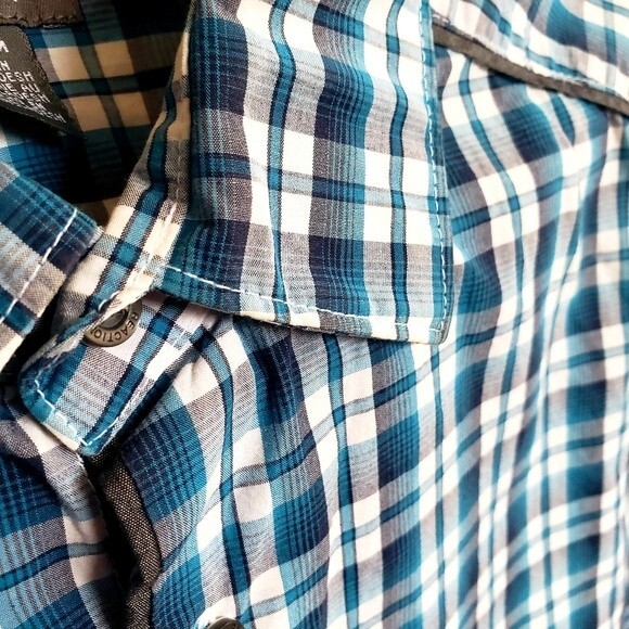 Kenneth Cole Reaction Business Dress Plaid Button Down - Size M - Cerulean Blue - Picture 4 of 14